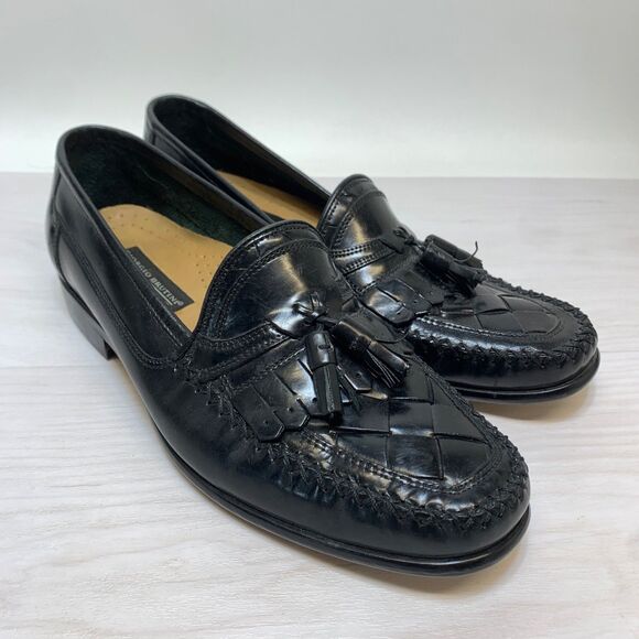 Giorgio Brutini Mens Size 9D Le Glove Tassle Kiltie Black Woven Leather Loafers main image 9